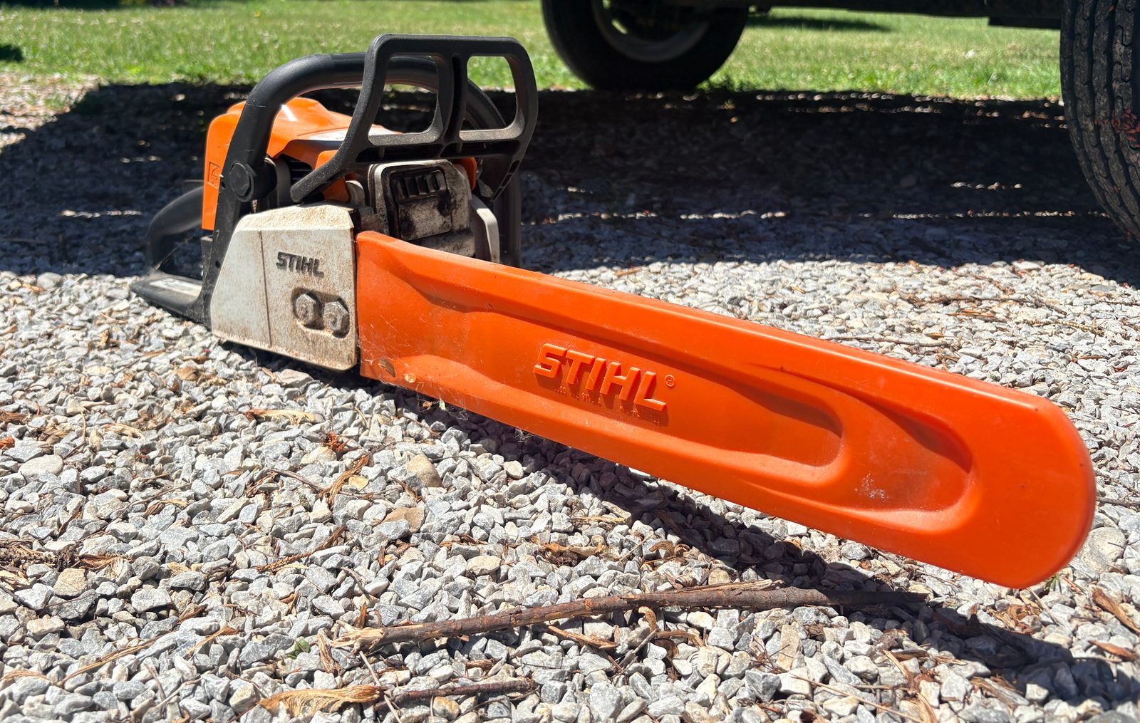 STIHL chainsaw ready for tree and shrub removal work